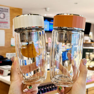 Ladies High Aesthetic Dual Layer High Borosilicate Glass Tea Water Separation Cup Heat Resistant Home Use Premium Feeling Tea Cup