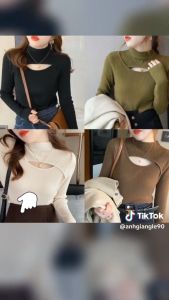 Áo Len Khoét Ngực Cổ 3 Phân Dài Tay Gợi Cảm Trẻ Trung Phong Cách - LCXA140