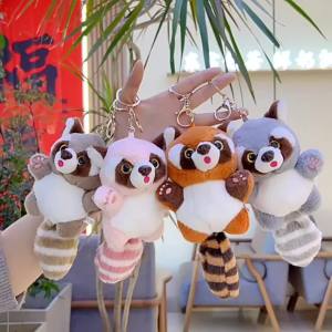 2026 NEW Cartoon Red Panda Plush Toy Pendant Little Raccoon Doll Keychain Doll Playground Raccoon Stuffed Backpack Decor Gifts