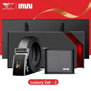 SEPTWOLVES | Gift High-end Practical Leather Belt Wallet Set