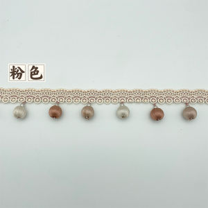 Buvini Lace Trim Curtain Accessories French Style Headboard Decorative Luxury Mauve Headboard Tassel Splicing Edge Tassel