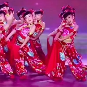 Cheerful Childrens Performance Costume National Dance Waist Drum Outfit Spicy Girl Yangge Costume Stage Performance Dress