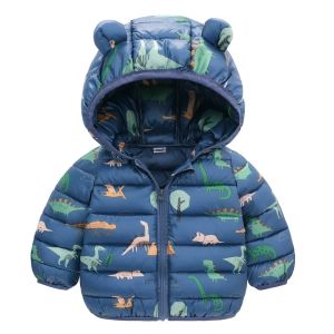 1-5 Years Winter Boys Down Jacket Autumn And Winter Cartoon Ear Fashion Keep Warm Hooded Zipper Girls Coat Childrens Clothing