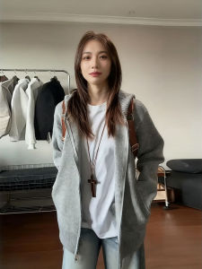 Gray Zipper Cardigan Mens Knitted Sweater American Retro Double Zipper Lazy Style Korean System Autumn Season Casual Wear