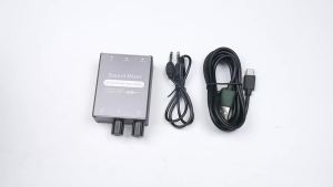 2 Way Sound Mixer 2 Channel Mixer 2 in 1 Out 3.5mm Sound Mixing Switcher with Dual Volume Control for Computers Headphones
