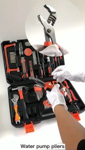 REAIM 102pcs Tools Set Household Tool box Hardware Hand Tools screwdriver wrench pliers saw electric pen