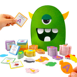 ตัวอักษรการเรียนรู้ของเล่นจับคู่สีรูปร่าง Felt ของเล่นตัวอักษร Recognition Monster กินตลกเกม Montessori ของเล่นเพื่อการศึกษา