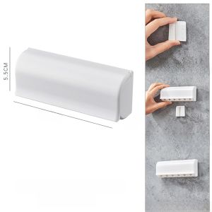 Adhesive Wall-Mounted Toothbrush Holder Simple No-Nail Toothbrush Storage Rack Bathroom Organizer Personal Hygiene Tool