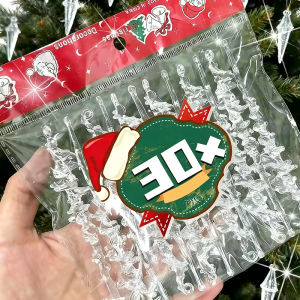 30pcs Acrylic Icicle Ornament Transparent Christmas Tree Pendant Ornament Snow Ice Cone Threaded Festival Party Supplies