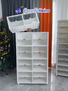 รุ่นใหม่ตู้รองเท้าขนาดใหญ่ พับได้หลายชั้น กันฝุ่น โปร่งใส ตู้เก็บของอเนกประสงค์ความจุใหญ่ ประหยัดพื้นที่จัดเก็บ
