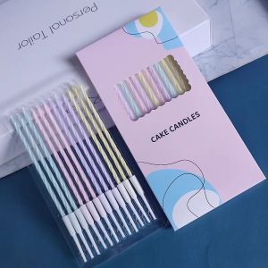 Macaron Colored Spiral Birthday Candles for Children Ladies Decorative Plugin Non-Smoking Threaded Design Celebration Gifts