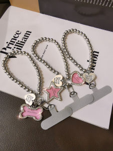 Handmade Rhinestone Pentagram เชือกโทรศัพท์มือถือ Electroplated ลูกปัด Love จี้สายรัดข้อมือ < Ne2> แฟชั่น < Ne1> Anti-fall Universal Anti-lost สายไฟ