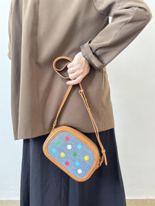 Derro Denim Crossbody Camera Bag Womens Shoulder Bag Leather Accented Company Single Item Essential Purchase Fashionable