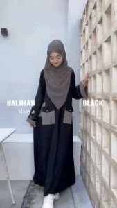 Halimah Abaya Kids Bahan Crinkle Gamis Anak Perempuan Umur 13-15 Tahun Dress Anak Cewek Terbaru 2025