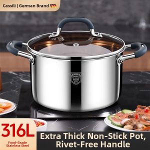 KASHILI | 316L Stainless Steel Thickened Food Grade Electromagnetic Stove Pot
