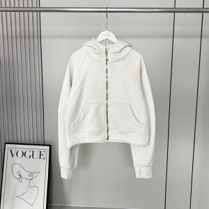 Fleece Lined Yoga Jacket Womens Short Sportswear Hooded Zipper Closure Comfortable Fit Long Sleeve Cotton Polyester Blend