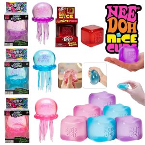 Trending Nee Doh Jellyfish & Cube Squish Toy Soft Jelly Squeeze Stress Relief Fidget Toy Sensory NeeDoh for Kids & Adults
