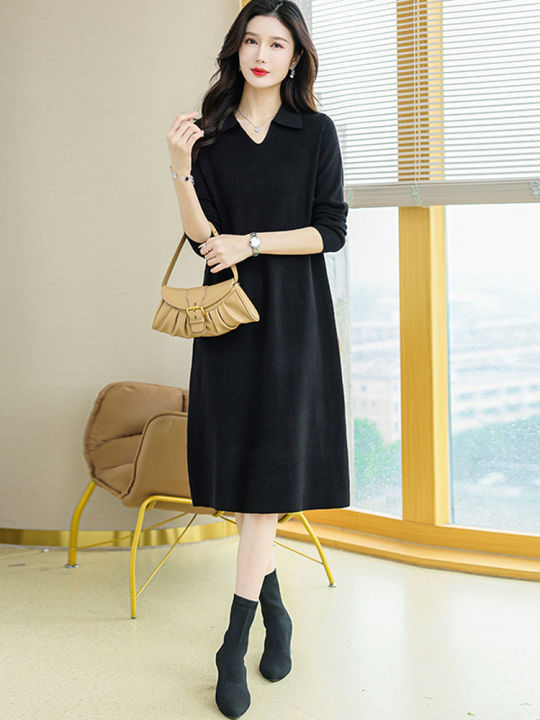 Polo%20Neck%20Loose%20Oversized%20Sweater%20Dress%20-%20Image%204