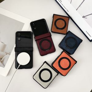 เคสโทรศัพท์มือถือแบบพับได้สำหรับ Xiaomi Mix Flip2 แบบมีสายรัดแบบหมุนได้ ดีไซน์ธุรกิจแบบเรียบง่าย ดีไซน์เรโทร ดูดซับแม่เหล็ก ป้องกันรอยขีดข่วนแบบเต็มจอ ป้องกันรอยยับ