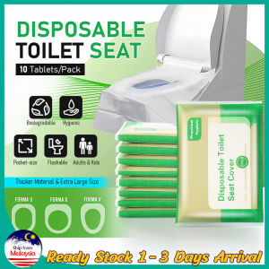 10pcs Flushable Disposable Toilet Seat Cover Paper Thickened Toilet Pad Waterproof / Kertas Perlindungan Tempat Duduk Tandas