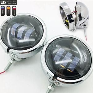 4-1/2 "รถจักรยานยนต์ LED เสริมหมอกผ่าน Light 4.5" ที่อยู่อาศัยถังสําหรับ Harley Electra Glide Bad Boy อุปกรณ์เสริม