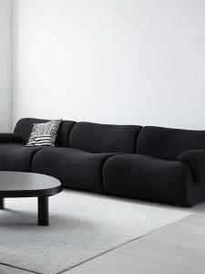 Nordic Vintage Module Sofa Fabric Living Room Small Apartment Three-Seater No Armrest Black Retro Soothing Style Combination