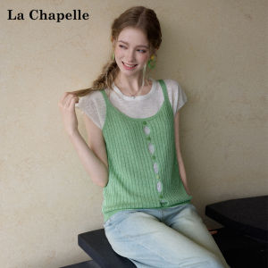 La Chapelle | Lace Hollow Design Outwear Tank Top for Layering with Crew Neck Short Sleeve T-Shirt
