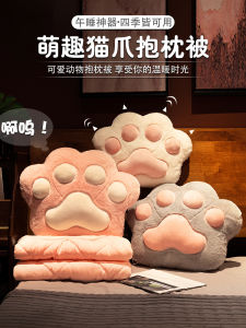 Thickened Cat Claw Pillow Blanket Two-In-One Office Nap Air Conditioner Cover Car Use Modern Simple Style Velvet Pillow