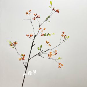 New Chinese Style Artificial Flower Branch Long Stem Green Plant Living Room Tea Room Simulation Dry Flower Fake Flower Ornament