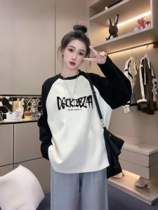 Áo Thun Dài Tay Rộng Rãi Mùa Xuân Thu Cho Bà Bầu Áo Thun Cổ Tròn in Chữ Tay Rộng Rãi Cỡ Lớn Áo Thun Thường Ngày