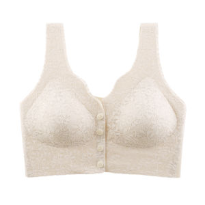 Miiow | Comfortable Vest-Style Bra For Middle-Aged Women No Trace Anti-Sagging Fixed Cup Underwear Nylon Material 3/4 Cup Pure Color