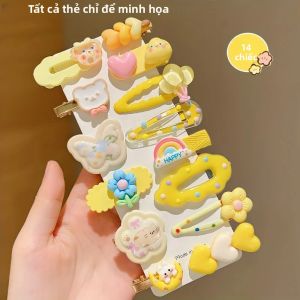14 Chiếc Kẹp Tóc Màu Vàng Dễ Thương Dành Cho Bé Gái 7-13 Tuổi Đa Năng Họa Tiết Hoạt Hình Ngọt Ngào Mũ Đội Đầu Cho Trẻ Em