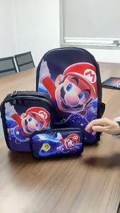 2024 New Football Schoolbag Three-Piece Cartoon Peripl Backpack Primary and Secondary School Student Backpack Children Backpack