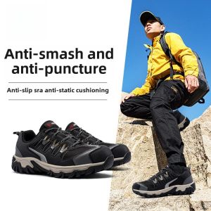 Mens Safety Work Shoes Lightweight Waterproof Steel Toe Anti- Puncture Comfortable Steel Toe Work Boots Electric Welding