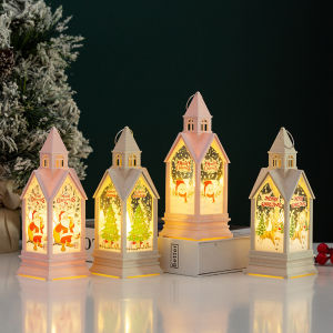 Christmas decorations portable wind lanterns retro castle night lights gifts luminous tabletop ornaments layout props