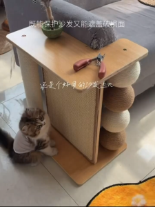 Cat Scratching Post Sofa-Side Cat Natural Solid Wood Climbing Sisal Pole Multi-Purpose Corner Fit Scratching Unassemble
