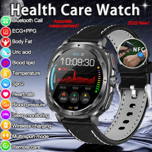 2025New ECG+PPG Laser Diagnose Blood pressure Smart Watch Men Heart Rate Uric Acid Blood fat Body analysis Health NFC Smartwatch