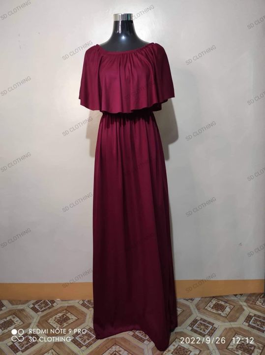 Off Shoulder Dress Three Way (3 Way) Maroon Regular Size Maxi Dress Casual  A-Line Maxi Dress - Lazada | Lazada PH