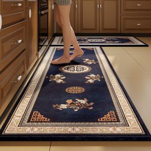 Thickened New Chinese Style Kitchen Carpet Door Mat Oil Resistant Slip Resistant Dirt Resistant Absorbent Long Strip Home Entrance Mat