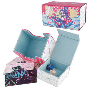 กล่องใส่การ์ด LOL-Jinx พร้อมที่หมุนการ์ด สำหรับ MTG Riftbound ใส่การ์ดแบบมีซองสองชั้นได้ 100 ใบ กล่องเก็บการ์ดสำหรับ TCG YGO OPCG PTCG DTCG