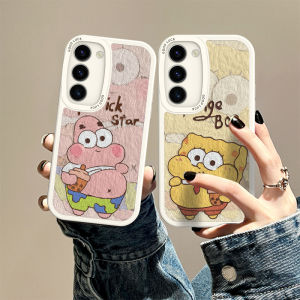 เคสโทรศัพท์ซิลิโคนน่ารักสำหรับ Samsung S25 รุ่นใหม่ป้องกันการตกหล่นแบบเต็มจอ ลาย SpongeBob สำหรับผู้ชายและผู้หญิง