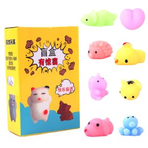 10Pcs Cute Squishy Toy Mini Animal Antistress Ball Squeeze Rising Fidget Soft Mochi Sticky Stress Relief Toys Pop It (Blind Box)