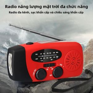 Đài Phát Thanh Khẩn Cấp Di Động Đa Chức Năng Với Khả Năng Phát Điện Bằng Tay Quay Đèn Pin LED Năng Lượng Mặt Trời FM Cảnh Báo Thời Tiết NOAA Ngân Hàng Điện Để Phòng Chống Thiên Tai