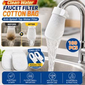 24hr Shipping 100PCS Faucet Filter Cotton Water Purifier Disposable Universal Anti-splash Faucet Filter for Removing Sand Scale and Sediment Tap Water and Spring Water Filtration