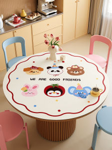 Cartoon round Tablecloth Waterproof Oil-resistant No-wash Tea Table Living Room Desktop Protector Heat-resistant Pad Scald-proof round Dining Table Mat