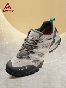 Humtto Outdoor Climbing Shoes for Men Breathable Shock Absorption Leather Hiking Shoes Lightweight Antỉ-slip Wear-Resistant Camping Travel Boots
