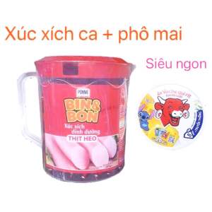 Phô mai bò cười 112g/8 miếng + Xúc xích Bin&Bon ca 950g/50 cây + Tặng 1 bịch bánh tráng vị phô mai