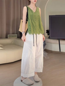 Shalldoer | ชุดสองชิ้นแฟชั่นฤดูร้อนสำหรับผู้หญิง คอวี แขนกุด เสื้อกั๊กแขนกุด กระโปรงขายาว ชุดทำงานสีพื้น เดรสยาวคอวี