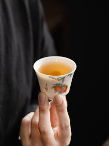 Zhenpu Dehua Jade Porcelain Tea Cup Gongfu Tea Master Cup Single Ceramic Drinking Cup Home Use White Porcelain Tea Set