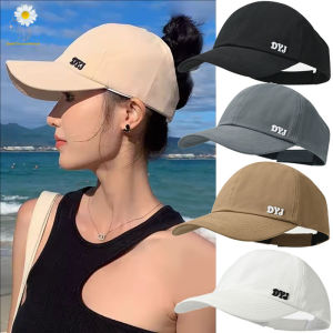 หมวกเบสบอลหางม้าสูงสำหรับผู้หญิงหญิงสาวฤดูร้อนหมวกแก๊ปหมวกกันแดดสีทึบแบบลำลองแฟชั่นหมวกกีฬา